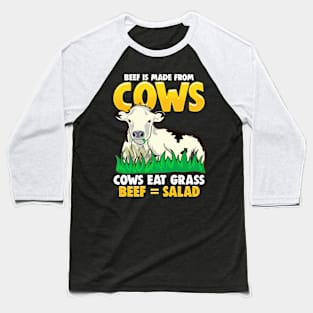 Funny Cows Equal Salad Diet Joke Baseball T-Shirt